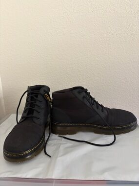 Dr. Martens Bonny Black Lace-Up Combat Boots with Yellow Stitching Men’s size 13